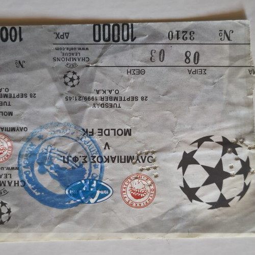 Olympiakos - Molde FK 1999 UEFA Champions League football ticket