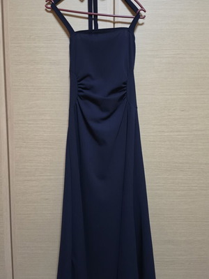 Shein halter top long evening dress, dark blue