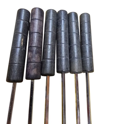 Metal skewers 46cm set of 6 with wooden handle new