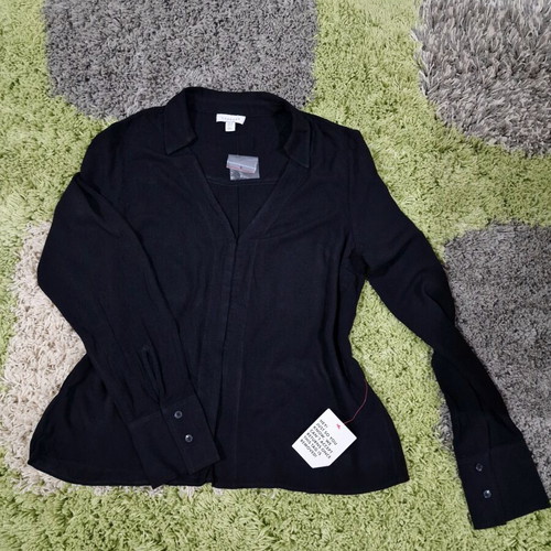 Topshop black textured blouse size L new with tag