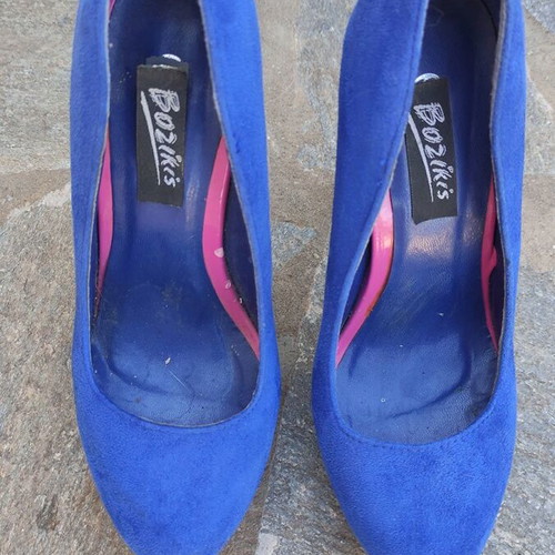 Bozikis blue suede pumps used, platform heel 13cm size 37