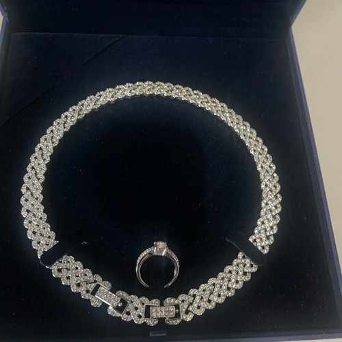 Κολιέ και δαχτυλίδι set Swarovski καινούργιο ασημί
