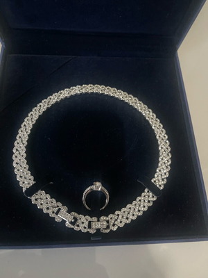 Κολιέ και δαχτυλίδι set Swarovski καινούργιο ασημί