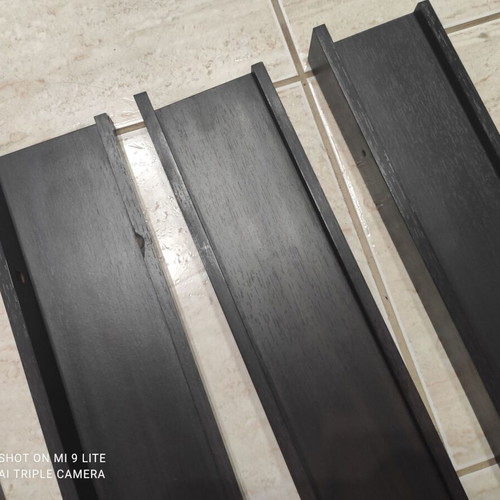 Wall shelves MDF Wenge used, set of 6, 48x10x4cm