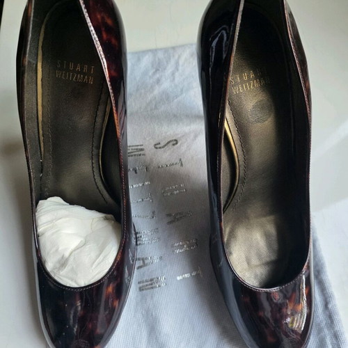 Stuart Weitzman women's shoes, leopard shiny heels, size 40
