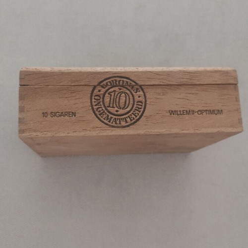 Optimum Willem II wooden cigar box used, empty for 10 cigars