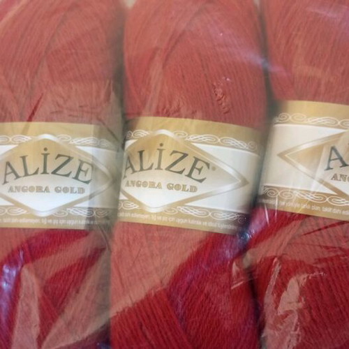 Alize Angora Gold knitting yarn terracotta color, pack of 5 skeins new
