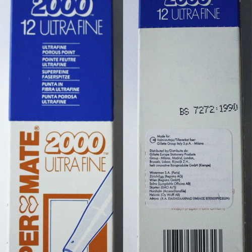 Σετ στυλό Paper Mate 2000, 12 μπλε εξαιρετικά λεπτά, vintage 90s