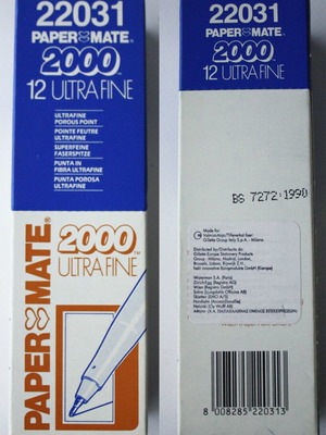 Σετ στυλό Paper Mate 2000, 12 μπλε εξαιρετικά λεπτά, vintage 90s