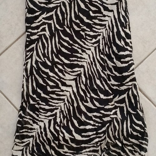 Midi Satin Skirt Lynne used, zebra animal print, black and white