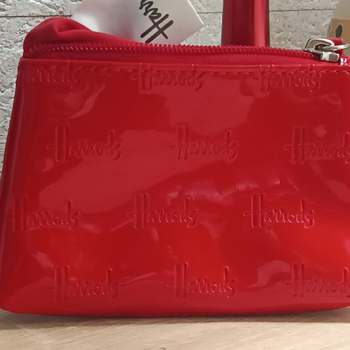Harrods Original Patent Leather Cosmetic Case Red New