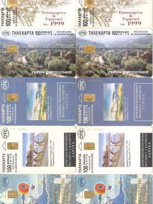 Phone cards used, pack of 20, 10 pairs with different writing and colors
