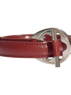 Montblanc Silver 925 Solid Red Leather Bracelet T-Bar Closure like new