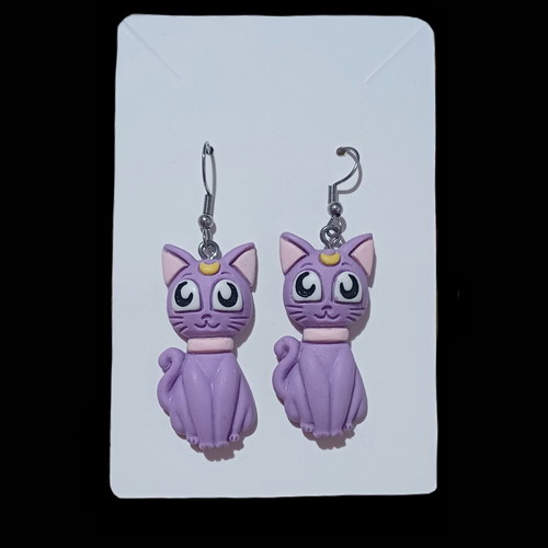 Sailormoon Luna earrings with steel hooks