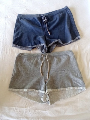 Set of two soft shorts used, large, grey and faded blue