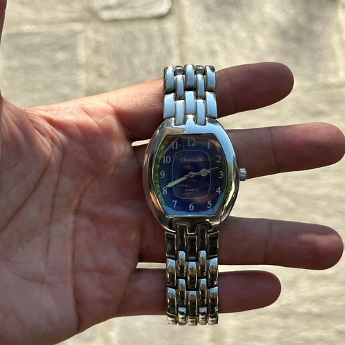 Christian D. Quartz watch with blue dial and metal bracelet