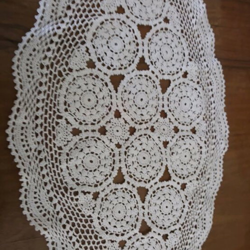 Handmade oval crochet lace doily like new