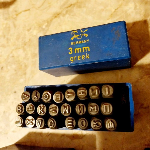 Engraving Stamp Set 3mm new, Greek English Numbers