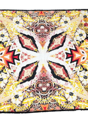 Silk and cotton scarf like new, printed, 107x107 cm