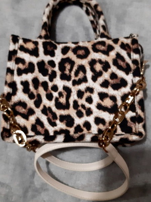 Τσάντα χειρός H&M Animal prints καινούργια με μακρύ λουράκι, μπεζ και μαύρο