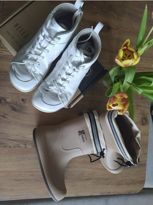 Mukishoes Cloud Leather High Sneakers Size 41 Used White