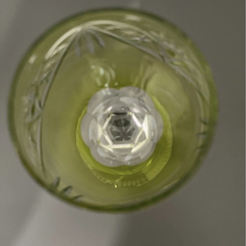 Vintage cut to clear crystal glasses set of 5, lime green