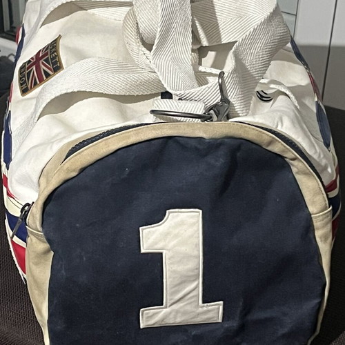Hackett Gbk Duffle Canvas Bag used, white multi colour