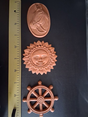 Clay wall decoration, terracotta color, pack