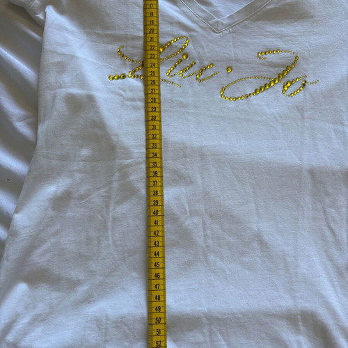 Liu Jo white rhinestone logo V-neck T-shirt, size small