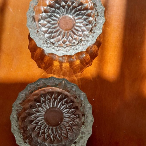 Vintage big heavy crystal ashtrays like new, set of 2