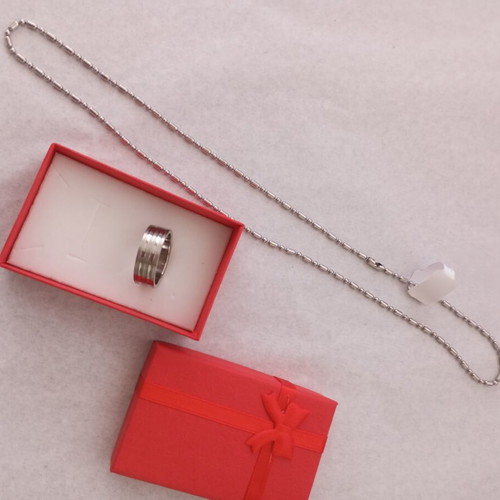 Stainless Steel Necklace and Unisex Ring Gift Set