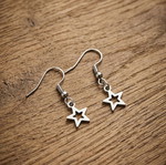 Handmade stainless steel star earrings, silver