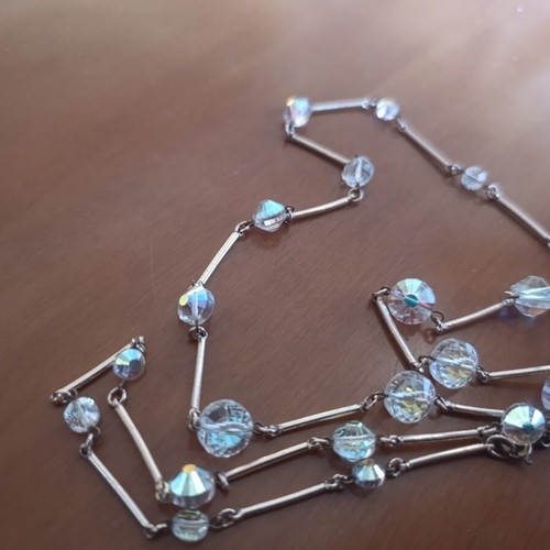 Long necklace with prism beads and gold-tone clasp like new