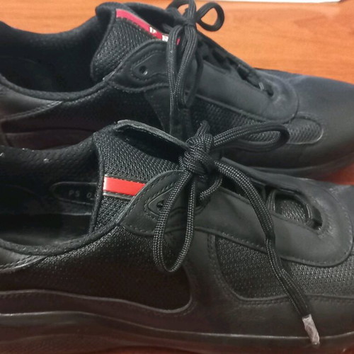 Prada American Cup Sneakers like new, size 43-44, black leather and fabric