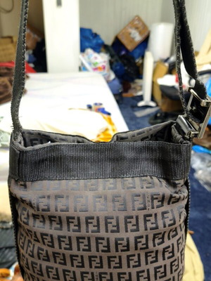 Fendi Zucca Messenger Bag used, black and brown monogram
