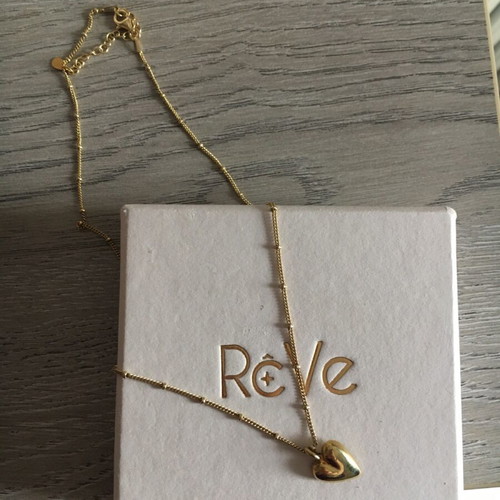 Reve Jewel Puffy Heart Necklace like new, 925 silver, 18K gold plated