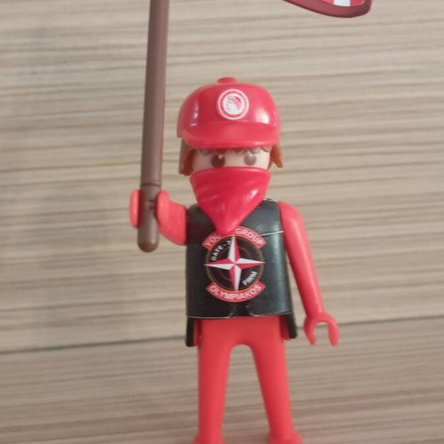 Playmobil Olympiacos Fan Figure like new with team flag