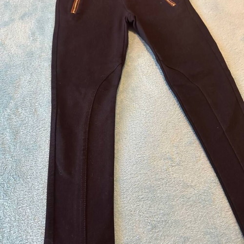 Zara Girls' Pants 8 Years 128 cm Black With Gold Zippers Like New