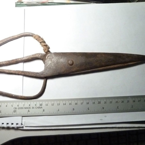 Antique hand-forged iron scissors