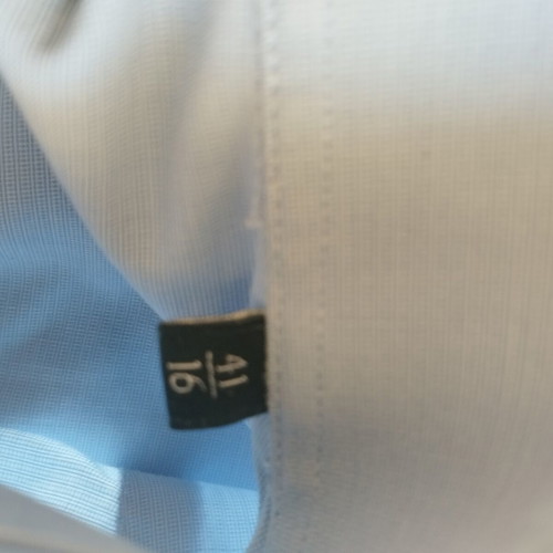 Oxford Company classic collared shirt, blue and white, size L