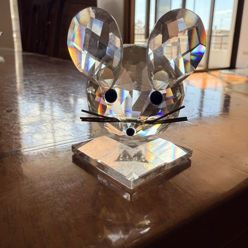 Vintage Swarovski Silver Crystal Mouse on Base by Max Schreck