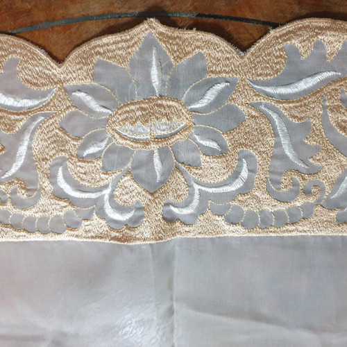 Table linen and square new with silk threads on organza