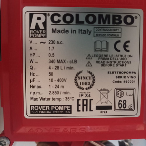 Wine filter with pump Rover Pompe Colombo 6 new