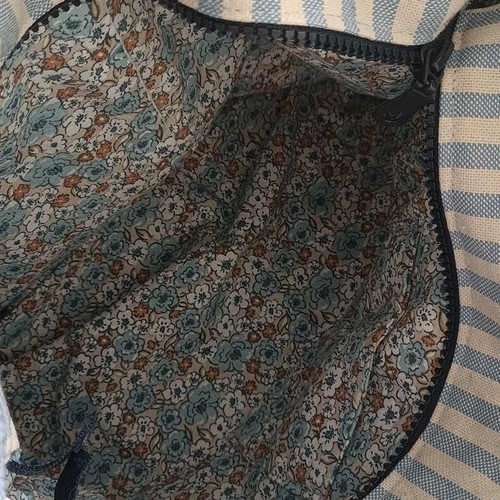 Handmade shoulder bag new, cotton fabric with striped and denim design