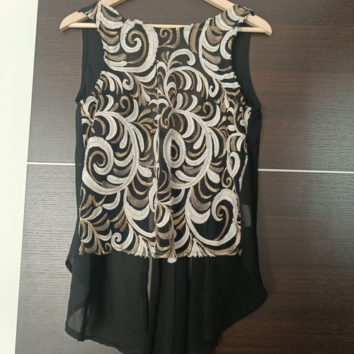 Anel blouse like new, black and gold, back tie, size M