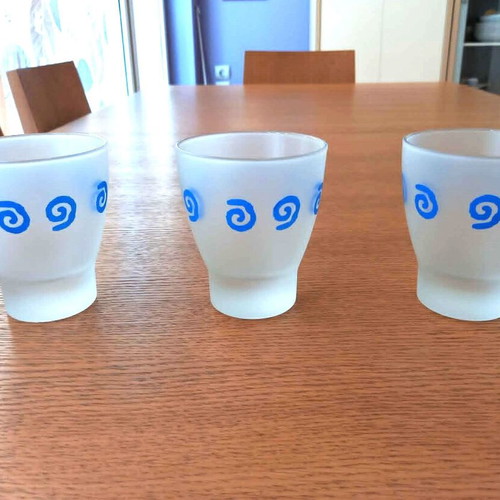 Glass tumblers set of 6 with spiral design, new