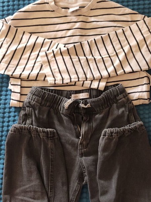 Set sweatshirt and black jeans for girl 9-10 years used