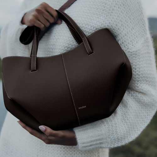 Polene Cyme Mini Bag new, textured ebony, shoulder, brown