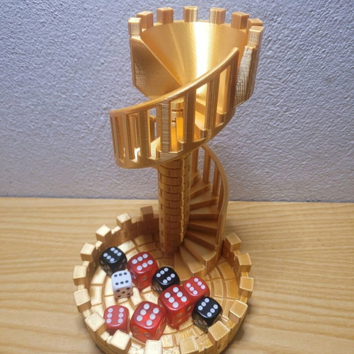 Dice Tower Castle Stairs Premium Gold new