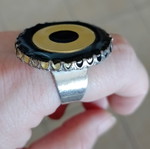 Statement ring circular, two-tone, adjustable, used